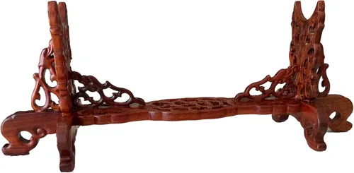 Vista 15 de Soporte de espada de terciopelo japonés acolchado Katana Stand Samurai Display Rack Soporte Todo Tanto Espada yin y Yang 1 Nivel