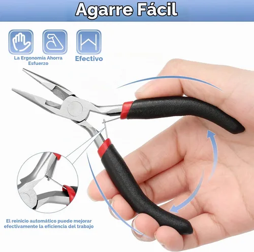 Vista 5 de Billbotk Alicates de Punta de Aguja para Hacer Joyería, Alicates de Punta Larga para Artesanía, Alicates de Punta de Aguja para Hacer Joyería