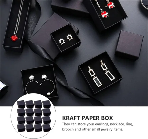 Vista 3 de EXCEART 96 piezas de collar de Kraft negro, caja de anillos de cartón, cajas de regalo de joyería, caja de joyería de cartón, caja de regalo