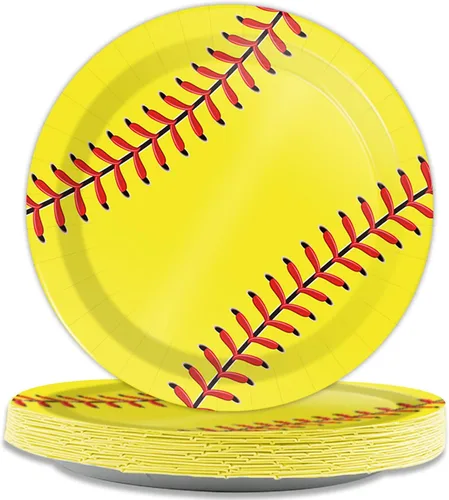 Vista 17 de Wiooffen Juego de 24 platos de papel para fiestas de tenis, juego de vajilla desechable, platos de postre para fiestas de tenis, deportes
