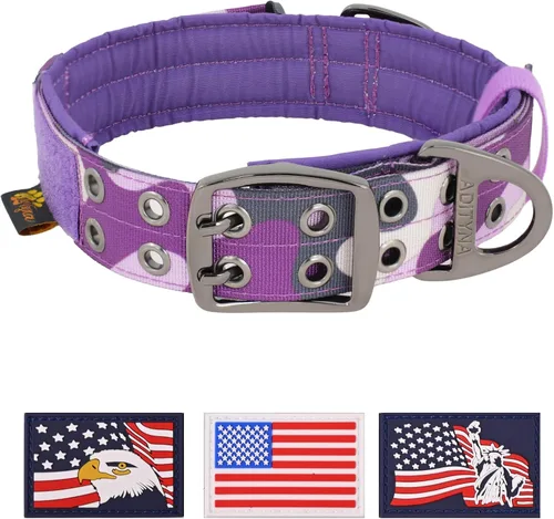 Vista 16 de ADITYNA Collar de perro resistente para perros extra grandes con mango de Collar táctico de camuflaje para caminar, entrenar, uso diario