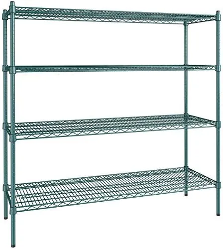 Vista 236 de Kit de 4 estantes de epoxi verde NSF de 21 x 72 pulgadas con postes de 86 pulgadas, estantería de almacenamiento resistente, kit de estantería