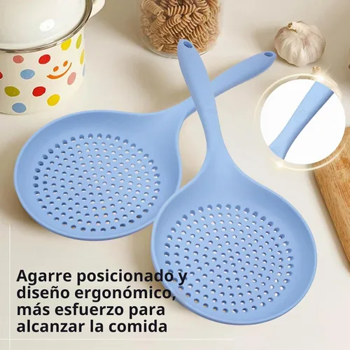 Vista 6 de Jiozermi Cuchara ranurada de silicona, colador de cuchara de cocina grande