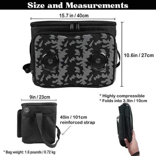 Vista 4 de Bolsa térmica aislada con altavoces Bluetooth, 24 latas, 2 galones, bebidas de alimentos, batería recargable compatible con iOS y Android, plegable