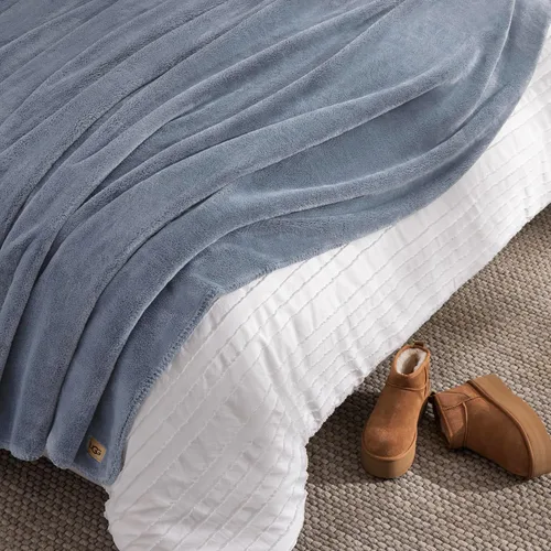 Vista 4 de UGG Whitecap Queen - Manta de forro polar de felpa, 90 x 90 pulgadas, color Se adapta a camas de tamaño Queen y Matrimonial, suave forro polar