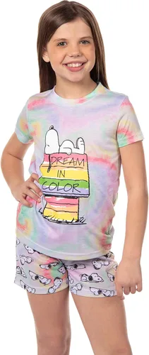Vista 2 de INTIMO Peanuts Snoopy Dream In Color Tie-Dye - Conjunto de pijama para niña
