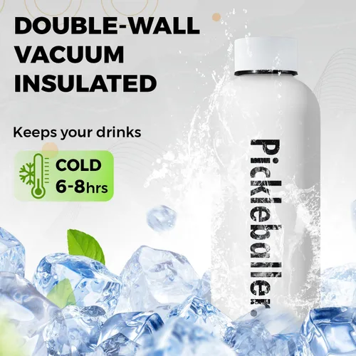 Vista 6 de Generic Botella de agua de pickleball – 16 onzas, blanco, plástico, deportes, pickleball, actividades al aire libre, libre de BPA, reutilizable