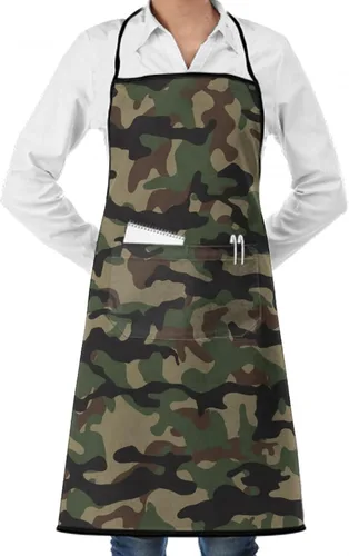 Vista 35 de Delantal unisex con cuello ajustable con bolsillos espaciosos y lazos largos