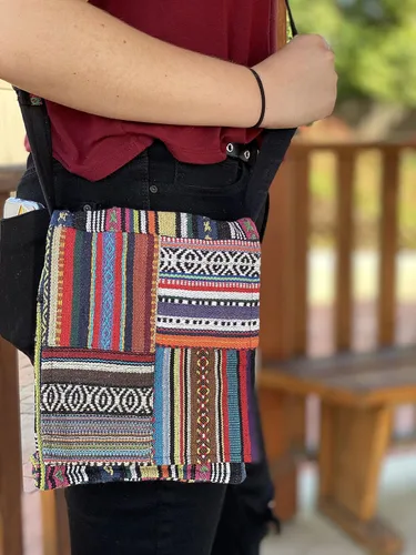 Vista 4 de Bolso bandolera bohemio tribal ajustable pequeño o funda para tablet, Multi, Bohemio