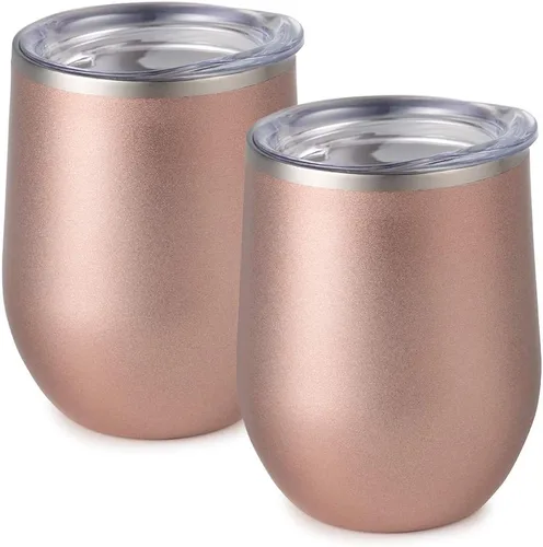 Vista 50 de Vaso de vino Maars Bev sin soporte de con paredes dobles aislantes al vacío de acero inoxidable de 12 onzas, Fucsia
