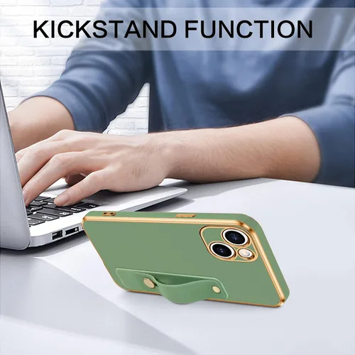 Vista 5 de VENINGO Funda compatible con Apple 14, TPU suave de ajuste delgado con pulsera ajustable, chapado en soporte, resistente a los arañazos, a prueba