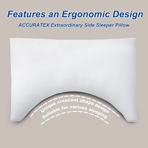 Vista 2 de ACCURATEX Almohada para Personas que Duermen de Lado para Personas que Duermen de Lado y de Espalda - Funda de Algodón 100% Rellena con Alternativa