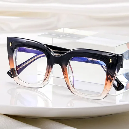 Vista 3 de Lentes de lectura de ojo de gato para mujer, estilo Oprah, luz azul funky flexible, para lectura de computadora