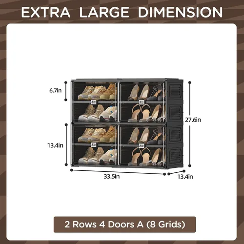 Vista 3 de Vipbox Zapatero Organizador Gabinete Negro para Entrada de Armario, Cajas de Almacenamiento de Zapatos Transparentes Apilables Almacenamiento