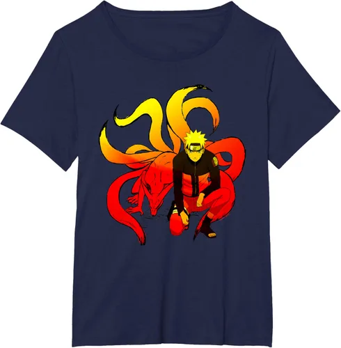 Vista 13 de Naruto Shippuden Naruto and 9 Tails - Camiseta de manga corta Negro