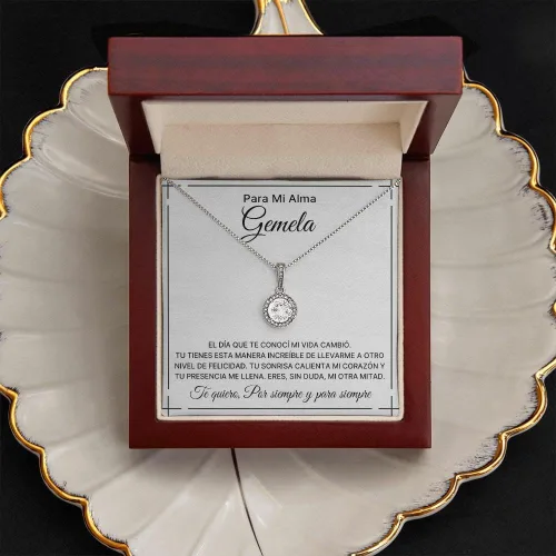 Vista 5 de Collar Para Mi Alma Gemela En Espanol - Collar Para Boda, Cosas Para Mi Novia, Cadenas Cubanas Acero Inocidable, Girls Cross Necklace Ages 5-8