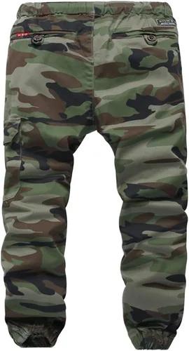 Vista 2 de LOKTARC - Pantalones de chándal con cordón para niños, diseño de camuflaje