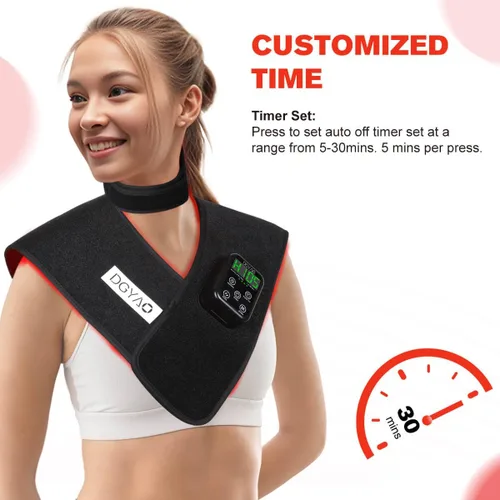 Vista 7 de Nueva terapia de luz roja inalámbrica RC2 para cuello y hombros, terapia infrarroja cercana para terapia de pulso para alivio muscular del dolor