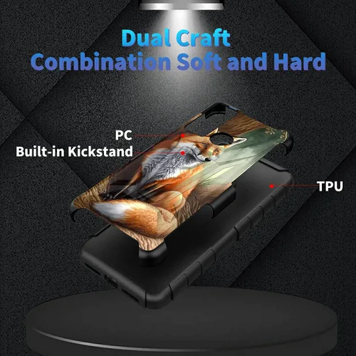 Vista 75 de Funda para AT&T Maestro Max 2021/Cricket Ovation 2 con protector de pantalla de vidrio templado, funda resistente con función atril integrada