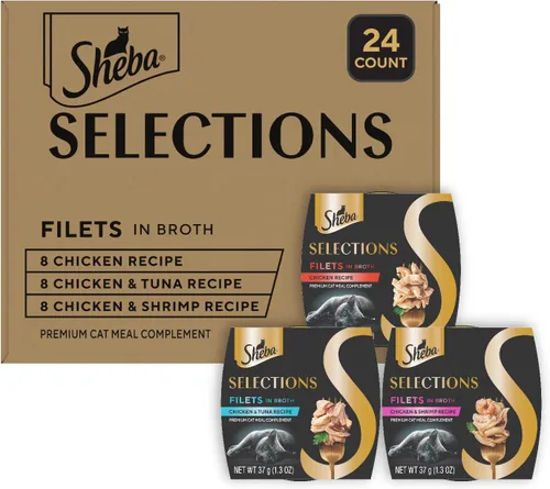 Vista 13 de Sheba Selections Filets Complemento húmedo para gatos, pollo, 1.3 onzas, 12