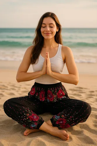 Vista 5 de Lannaclothesdesign Pantalones de harén para mujer, cintura alta, pantalones de yoga bohemios con bolsillos, ropa hippie bohemia