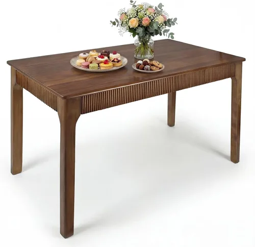 Vista 10 de Mesa de comedor de madera maciza de 31.5", mesa de madera real rectangular