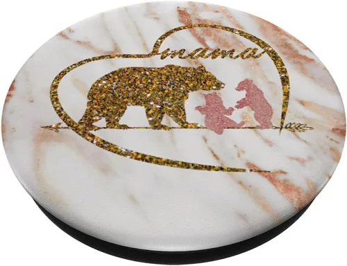 Vista 2 de Enchufe de oro rosa con diseño de oso de mamá con 2 cubos de corazón para regalos – PopSockets agarre y soporte para teléfonos y tabletas