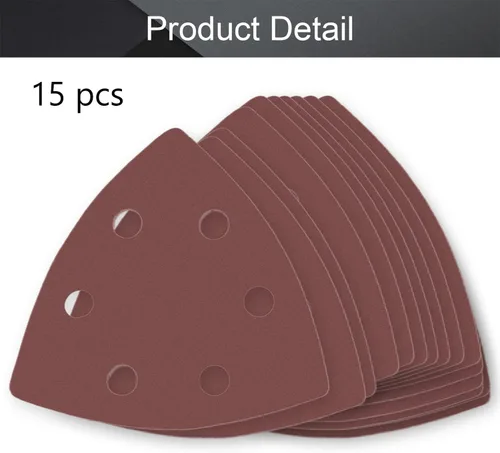 Vista 4 de Utoolmart Papel de lija para detalles, papel de lija triangular, almohadillas de lijado de gancho y bucle, multiherramienta oscilante triangular, 15