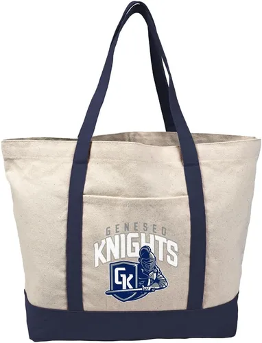 Vista 302 de Campus Lab Bolsa de lona con logotipo primario colegiado con bolsillo externo, bolsa de hombro reutilizable para ir de compras, playa Águilas A&m