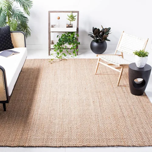 Vista 4 de SAFAVIEH Alfombra de área de 2x3 pies - Colección de fibra natural - Marrón natural, yute hecho a mano, diseño de tejido de canasta (NF401A)