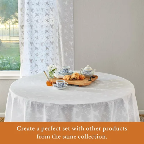 Vista 5 de Saffron Marigold Cortina de cenefa impresa a mano con ribete de cuentas, encaje principal de hiedra blanca, perfecta para cocina, dormitorio, baño