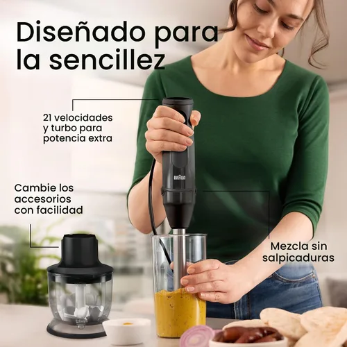 Vista 4 de Braun MultiQuick Vario 5 Batidora de mano, 21 velocidades, Turbo Boost, 500