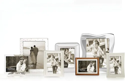 Vista 2 de nambe Marco de fotos con cuentas, 4 x 6 pulgadas, marco de fotos con vidrio templado, diseño vintage y contemporáneo, exhibición de mesa