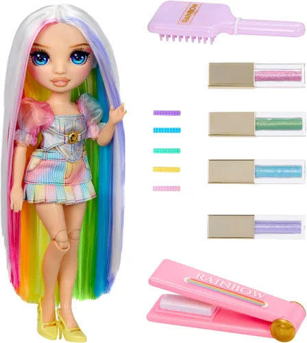 Vista 2 de Rainbow High Amaya's Hair Studio - Crea un cabello brillante con una muñeca exclusiva, color de cabello lavable extra largo y ropa y accesorios