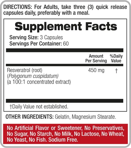 Vista 3 de FITO MEDIC'S Laboratorio Resveratrol Suplemento de resveratrol 180 cápsulas