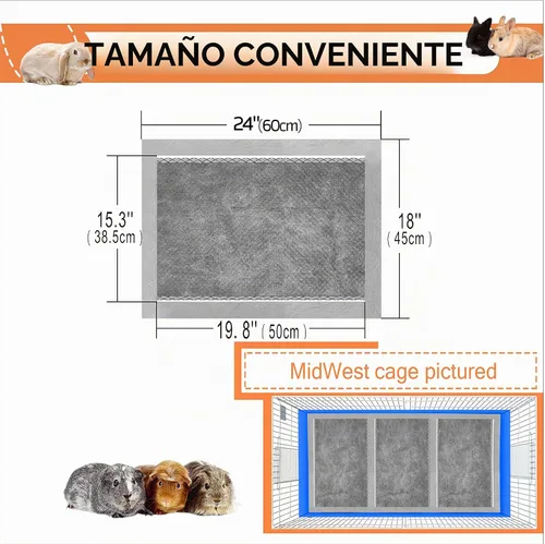 Vista 4 de Ropa de cama de conejillo de indias, forros desechables de jaula de conejillo de indias, almohadillas de orina absorbentes e impermeables