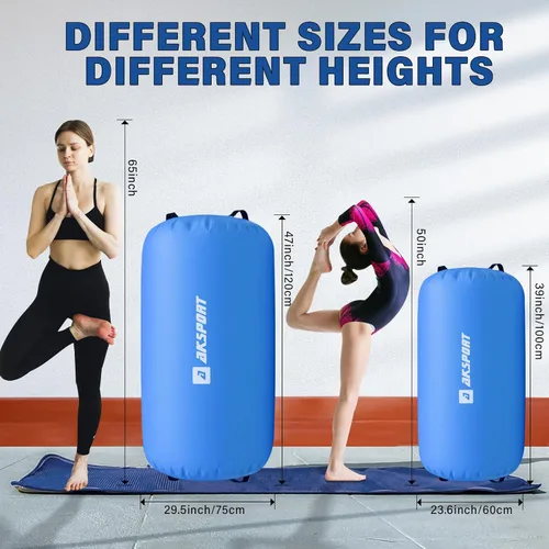 Vista 4 de AKSPORT Air Roller - Barril de aire para flexiones de espalda y resortes de mano, entrenamiento con bomba de aire eléctrica para uso Azul