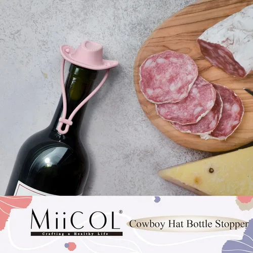 Vista 2 de Miicol Tapones de vino, tapón Prosecco, tapón de silicona para botella de vino, tapón de champán con sombrero de vaquero, accesorios de vino, regalo