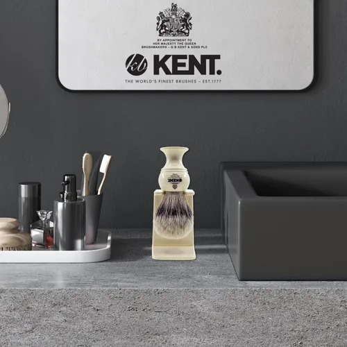 Vista 4 de KENT VSB1 - Soporte pequeño de plástico negro para cepillo de afeitar autoadhesivo, para colgar y secar, parte esencial de cualquier kit de afeitado