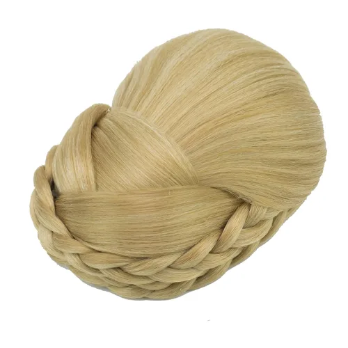 Vista 6 de IMISSU Cubierta de pelo trenzado con moño, piezas de cabello en forma de dona, coleteros para cabello con clips de peluca, recogida y recogida