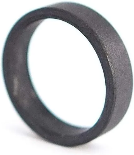 Vista 2 de Women's carbon fiber and graphite ring. Unique dark grey flat wedding band. Water resistant, very durable and hypoallergenic. (01100_4N)