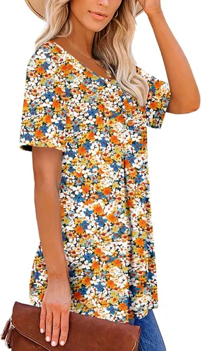 Vista 3 de ROSELINLIN - Camisas de manga corta para mujer, ajuste holgado, tops de verano para leggings