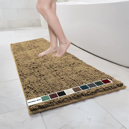 Vista 74 de Muddy Mat Alfombras de Baño de Chenilla de Microfibra de Secado Rápido Antideslizantes Lavables, Extra Gruesas, Suaves y Altamente Absorbentes Gris