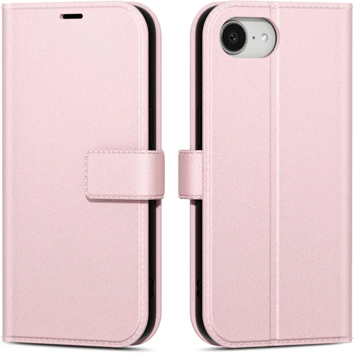 Vista 99 de oakxco Funda tipo cartera para iPhone SE 2022/2020/8/7 con soporte para tarjeta de crédito, funda magnética RFID delgada tipo libro con tapa