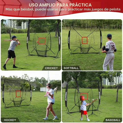 Vista 4 de BaseGoal 7x7ft Baseball Practice Net with Batting Tee and Strike Zone