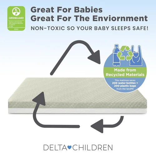 Vista 7 de Delta Children Colchón Spring Breeze – Colchón transpirable para cuna de bebé y niños pequeños con núcleo de nube – Funda lavable a máquina