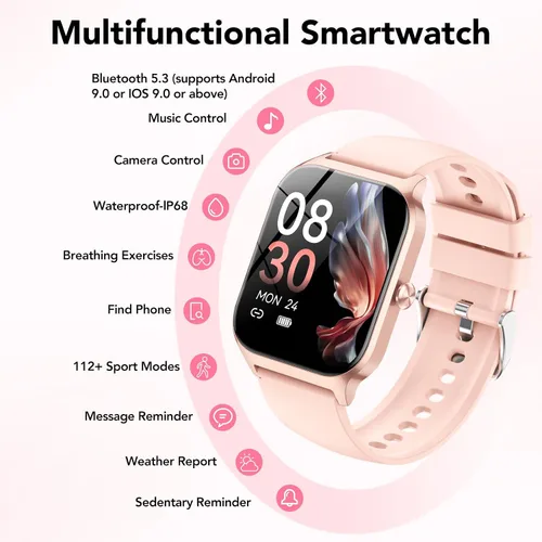 Vista 7 de CASCHO Relojes inteligentes para mujer, reloj inteligente HD de 1.85 pulgadas con más de 120 modos deportivos/frecuencia cardíaca/monitor de sueño