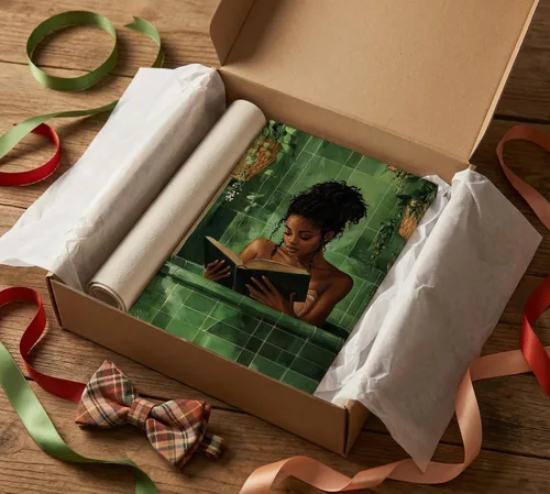 Vista 5 de Lienzo de mujer afroamericana, arte de pared de niña negra leyendo en el baño, imagen de arte de pared verde simplicidad mujer negra, póster