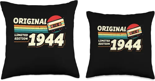 Vista 3 de Retro Limited Edition 1944 Cassette Tape 80th Birthday Throw Pillow