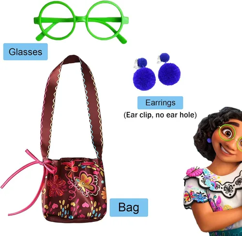 Vista 5 de Yarde Vestido Mirabel para niñas vestido de princesa Mirabel con bolso lentes y aretes